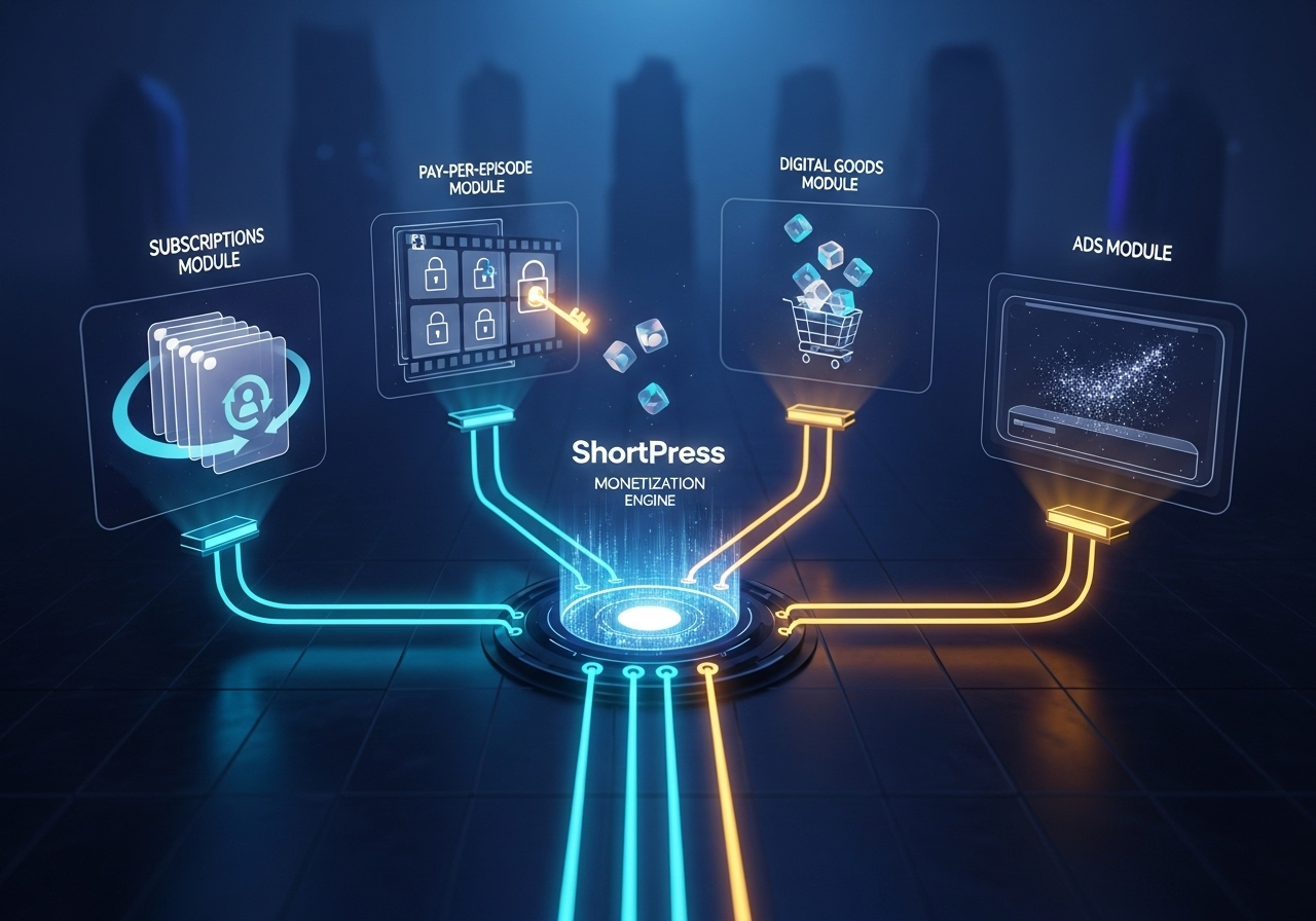 An infographic of ShortPress monetization options.